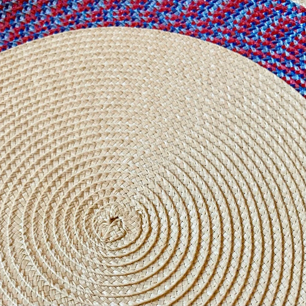 SONOMA Round Braided Placemats  Set of 6 Red and Blue Colorful 15
